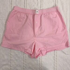 Anthropologie The Wren Boxer Shorts Pink Cotton Elastic Waist Medium